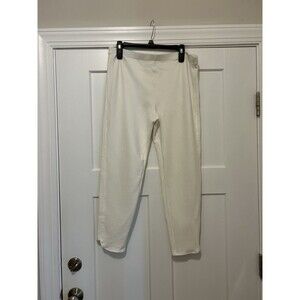 Joan Vass Women’s Size Large High Rise Slim Fit Casual Knit Pants Ivory Cream